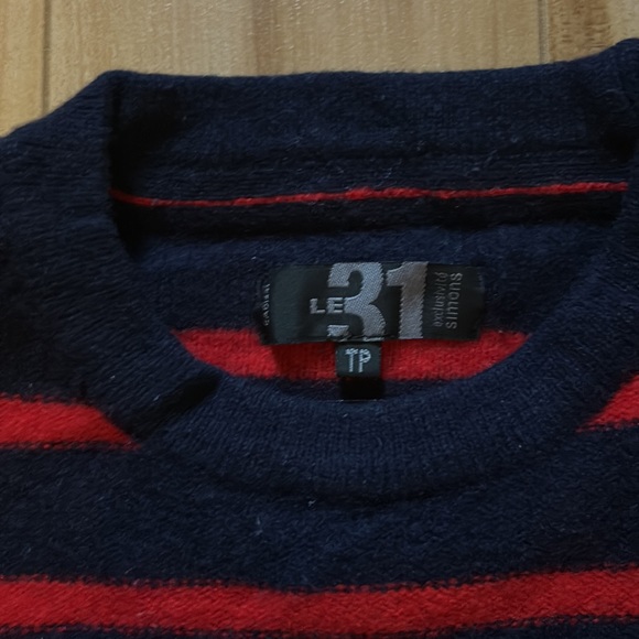 Red and blue striped lambs wool sweater - Picture 2 of 3